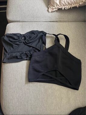 2 Pack Black Cropped Tank Tops